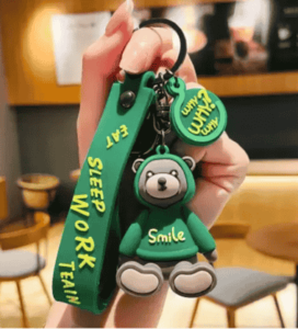 3D Teddy Bear Keychain With Charm