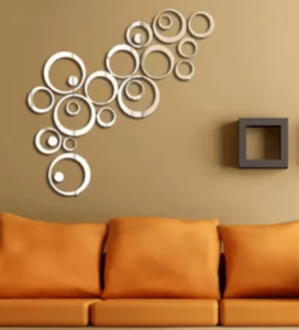 Silver 23 rings 3D Mirror Wall Stickers